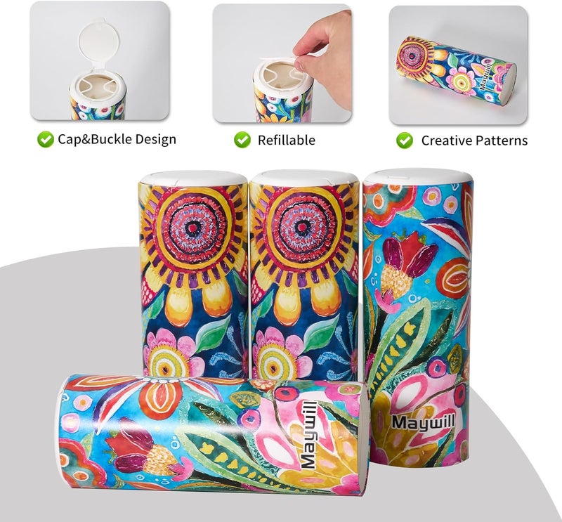 Maywill Car Tissues Holder with Facial Tissue, Car Tissue Box, Travel Tissues Cylinder,Suitable for Car Cup Holder(3-ply 4 Pack, 200 Sheets) - Image 3